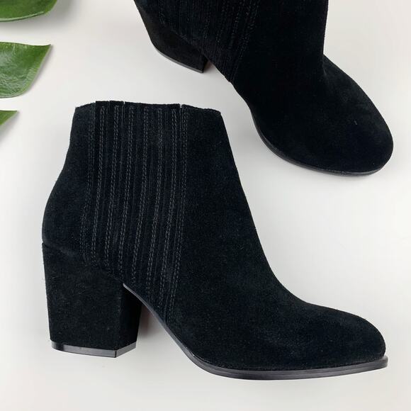 Steven by Steve Madden Harleigh Ankle Boots Black Suede Booties Women's 8.5 - Picture 1 of 11